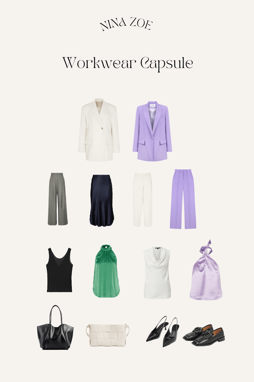 Business Capsule Wardrobe bestehend aus 15 Kleidungsstücken für die Arbeit
